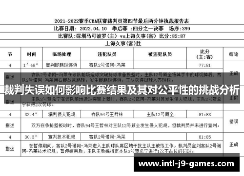 裁判失误如何影响比赛结果及其对公平性的挑战分析